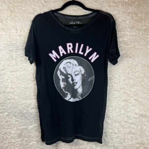 Marilyn Monroe T-Shirt Womens M Black White Short Sleeve Scoop Neck Tee Graphic - Picture 1 of 12